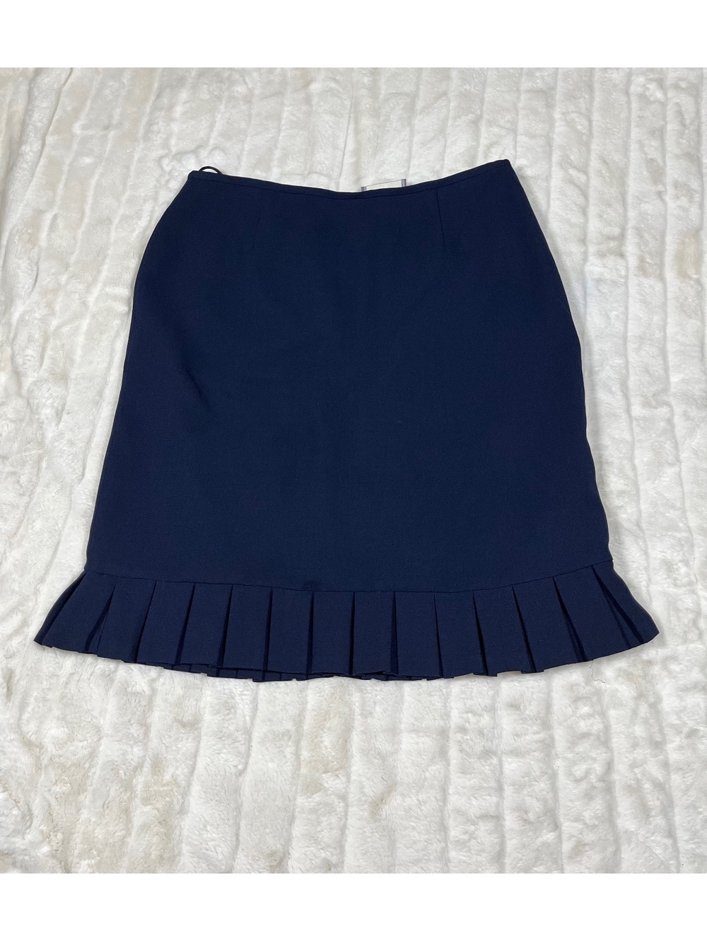 Liz Claiborne Women's 14 Dark Blue Pleat Hem Suit Workwear Office Preppy Skirt